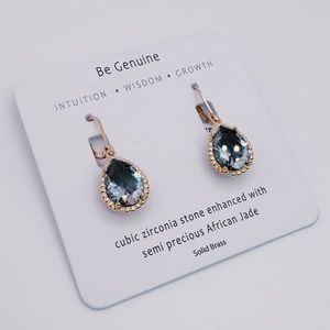 *BRAND NEW* Be Genuine CZ Stone Enhanced w/ Semi Precious African Jade Earrings